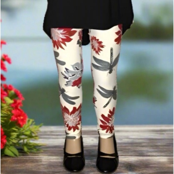 S/L NEW Girls Dragonfly Leggings, Kids Soft Yoga Pants - Picture 3 of 4